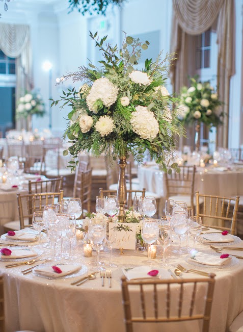 Reception Elevated Centerpieces - Radebaugh Wedding Flowers